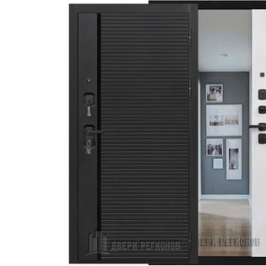 Входная дверь СТАЙЛ Z черная мягкая шагрень/белоснежная мягкая шагрень зеркало